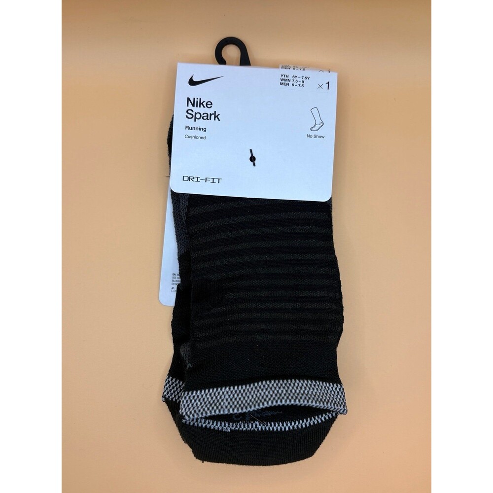 Nike Spark Cushioned No-Show Running Socks Men's 6-7.5 / Wmns 7.5 -9 Black